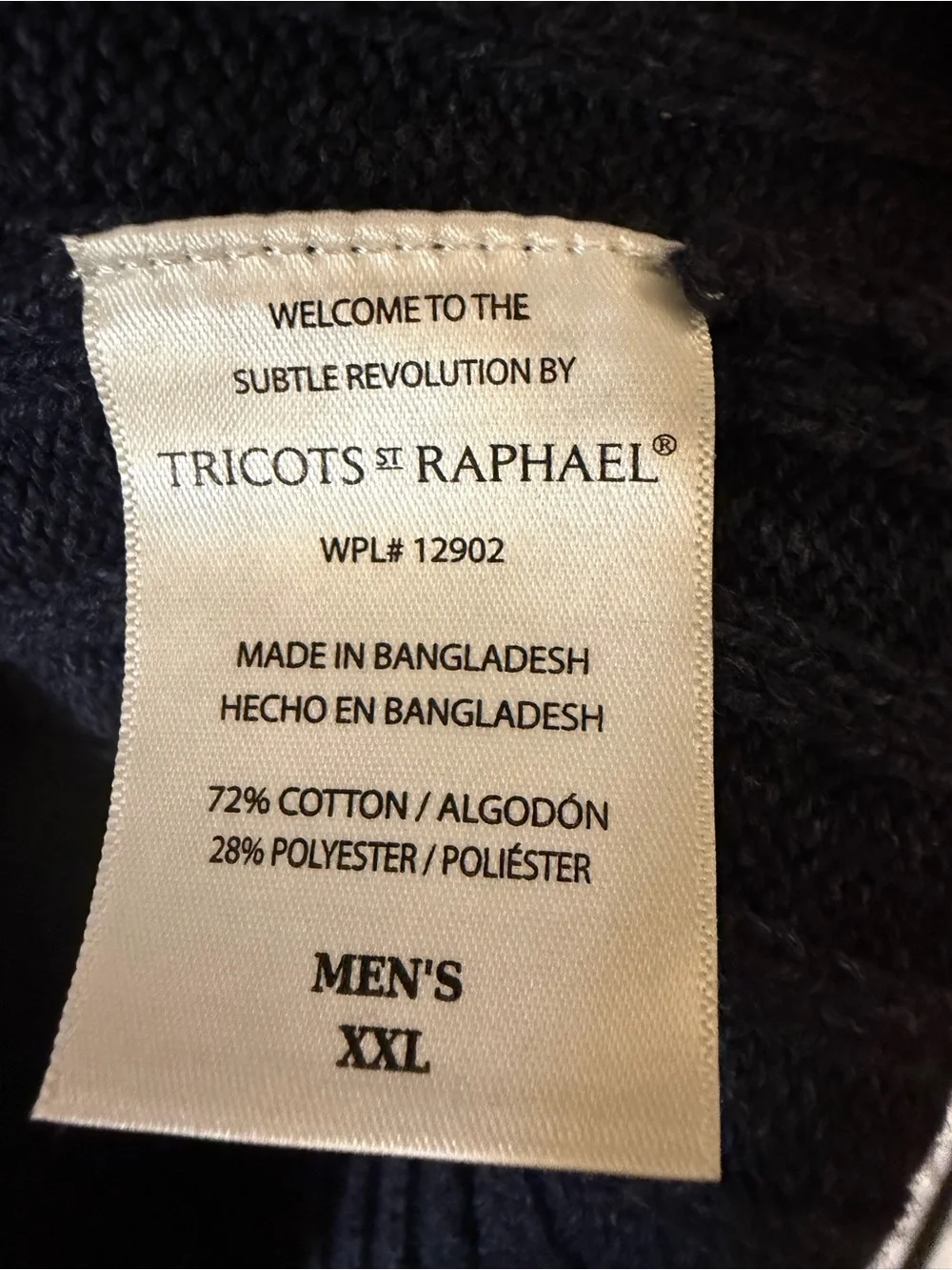 Tricot & Co. Men’s Navy Ribbed Quarter-Zip Sweater